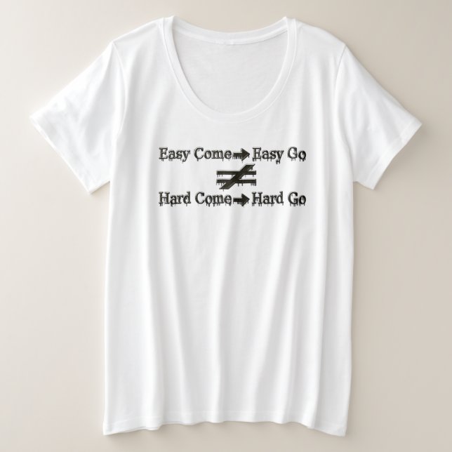Camiseta Plus Size Design Sobre Trabalho Fácil E Relação De Trabalho  (Frente do Design)