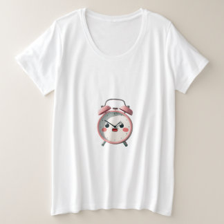 Camiseta Plus Size Despertador de desenho animado com raiva – Odeio m