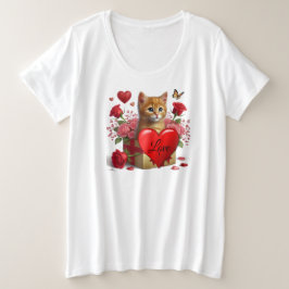 Camiseta Plus Size Dia de os namorados Ginger Cat