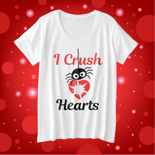 Camiseta Plus Size Dia de os namorados I Crush Hearts, aranha fofa  