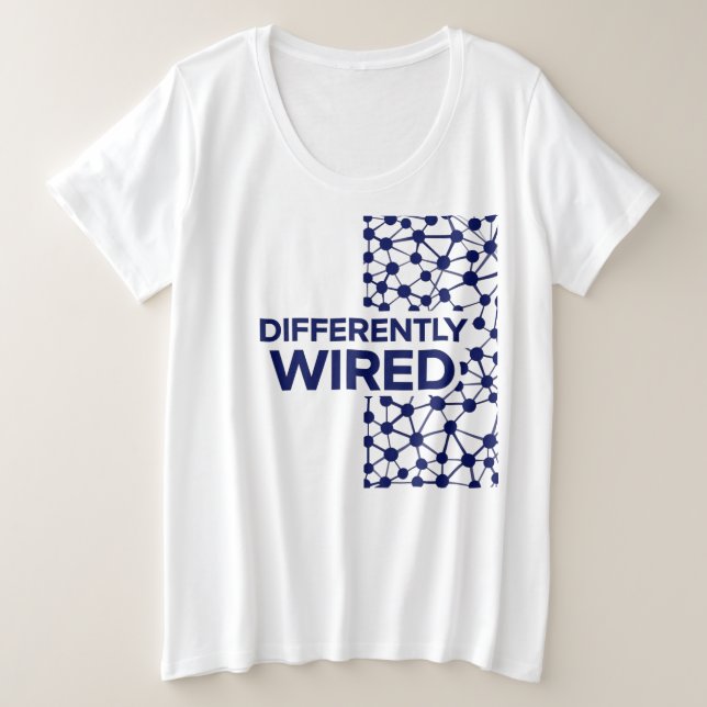 Camiseta Plus Size Diferentemente Conectado – Mês de Conscientização  (Frente do Design)