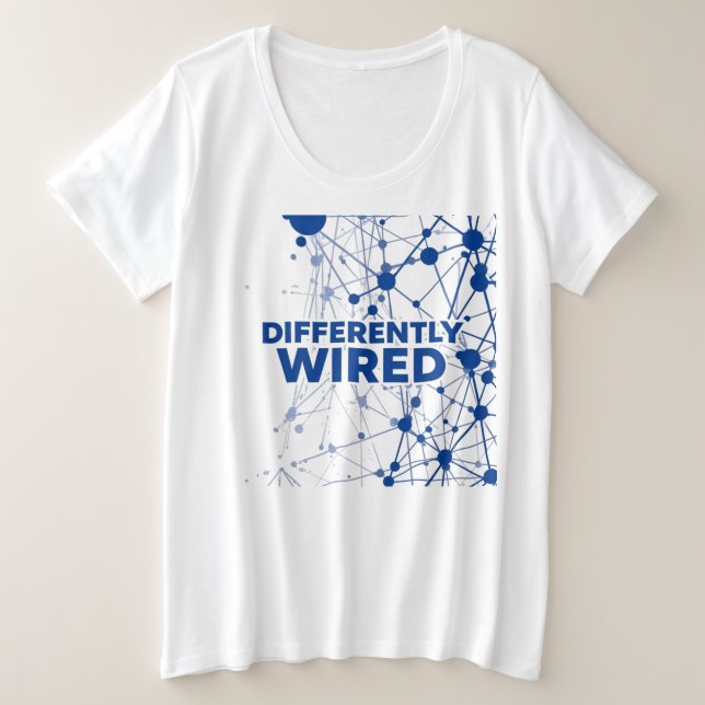 Camiseta Plus Size Differently Wired – Autism Awareness Month Blue  (Frente do Design)