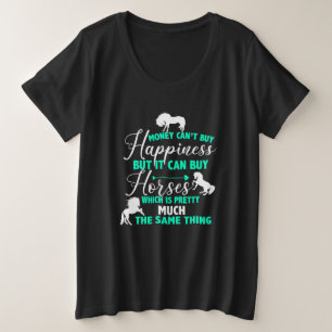 Camiseta Plus Size Dinheiro Pode Comprar Cavalos Verde Menta