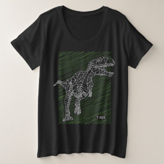 Camiseta Plus Size Dino Dinâmico: Linhas de Ilustração de T-Rex