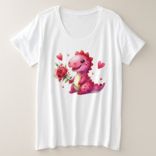 Camiseta Plus Size Dinossauro Dia de os namorados bonito