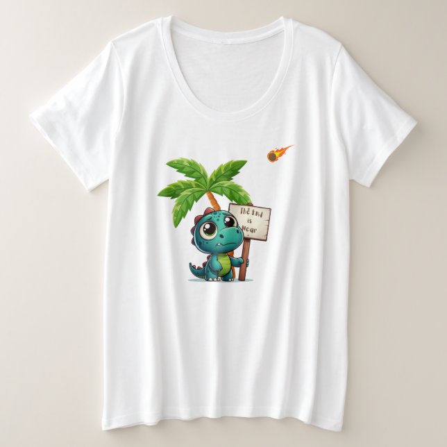 Camiseta Plus Size dinossauro fofo, engraçado (Frente do Design)