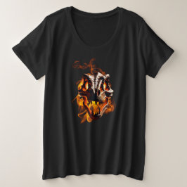 Camiseta Plus Size Dinossauro Retro Morto Caveira Ardendo em Chamas