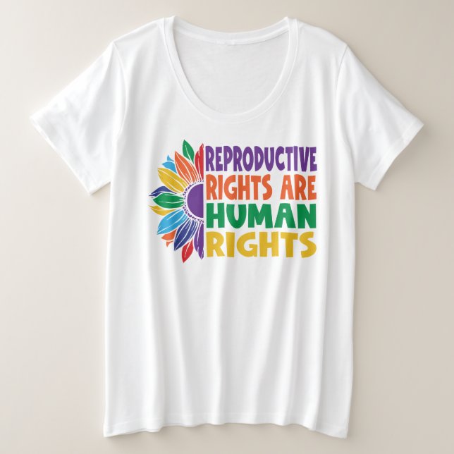 Camiseta Plus Size Direitos Reprodutivos Feministas são Direitos Huma (Frente do Design)