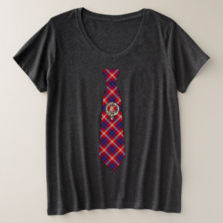 Camiseta Plus Size Distintivo de Cansado Escocês Ainslie & Gravata de