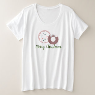Camiseta Plus Size Donuts de Natal Cobertos com Glacê e Confeitos