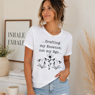 Camiseta Plus Size Drafting My Essence Not My Ego Spiritual Botanical