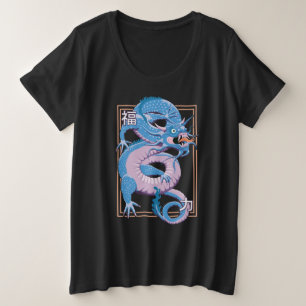 Camiseta Plus Size Dragão Chinês Azul