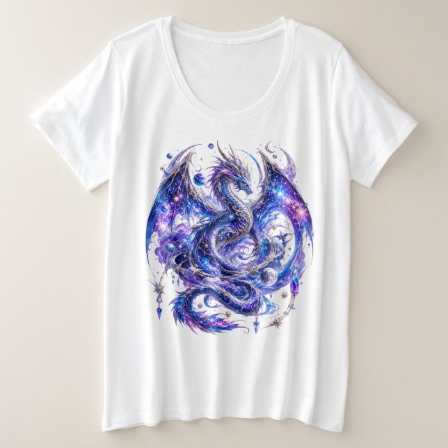 Camiseta Plus Size Dragão Mágico Celestial (Frente do Design)