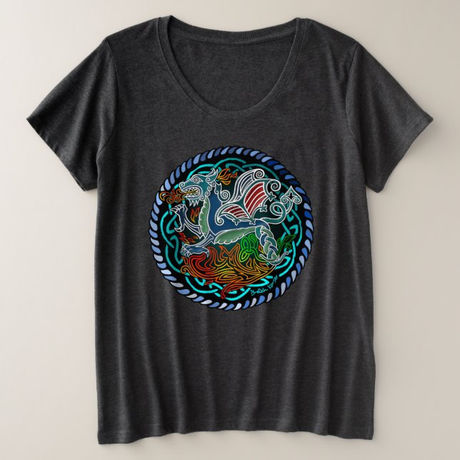 Camiseta Plus Size Dragon celtique (Frente do Design)