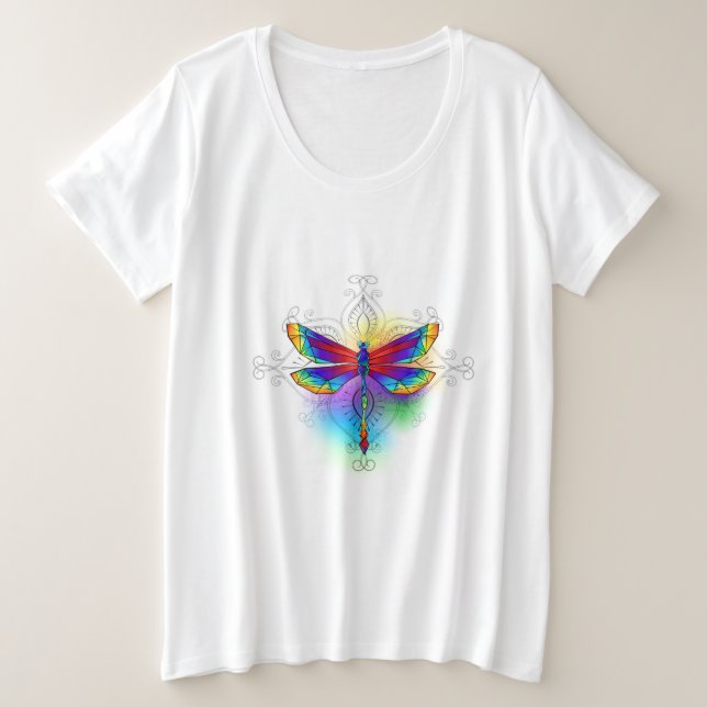 Camiseta Plus Size Dragonfly Poligonal (Frente do Design)