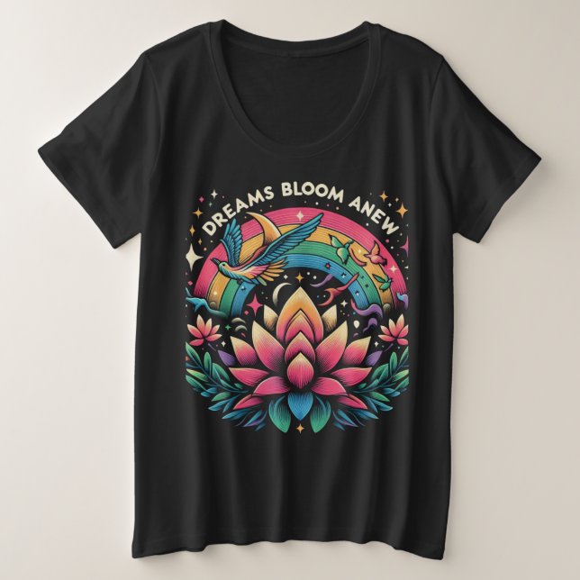 Camiseta Plus Size Dreams Bloom Anew (Frente do Design)