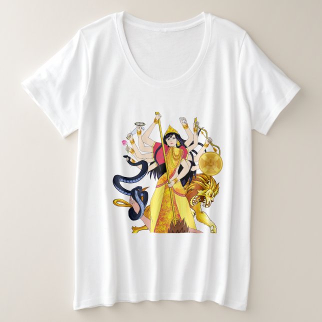 Camiseta Plus Size Durga Maa Goddes (Frente do Design)
