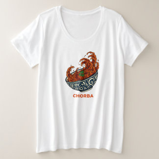 Camiseta Plus Size Dynamic Chorba Soup Wave Art Moroccan Food Bowl