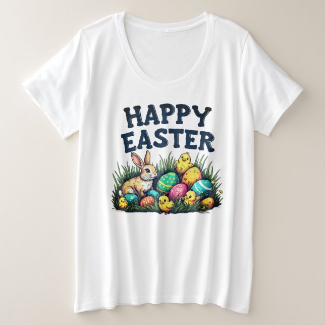 Camiseta Plus Size Easter T-Shirt (Frente do Design)