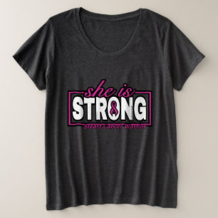 Camiseta Plus Size Ela é FORTE...Câncer de Mama