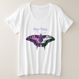 Camiseta Plus Size Ela/Eles, Borboleta-Anã-Anã-Anã-Incêntrica