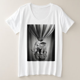 Camiseta Plus Size Elefante bebê em balão de ar quente