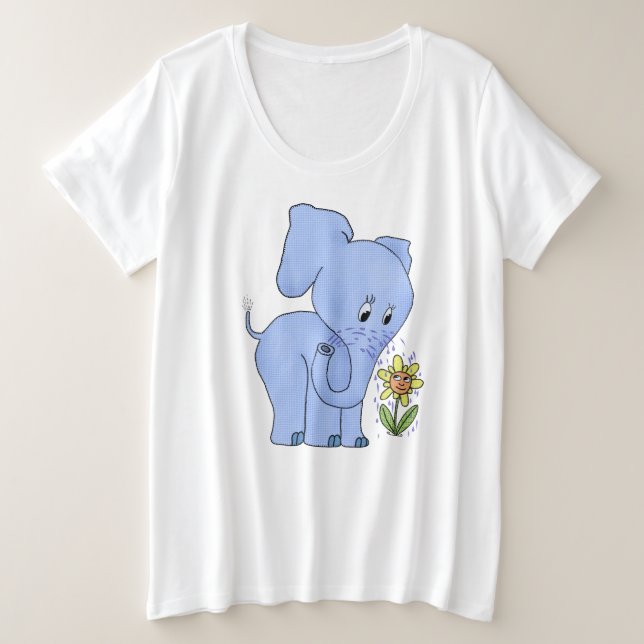 Camiseta Plus Size Elefante com flor (Frente do Design)
