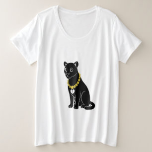 Camiseta Plus Size Elegância de Gata Preta