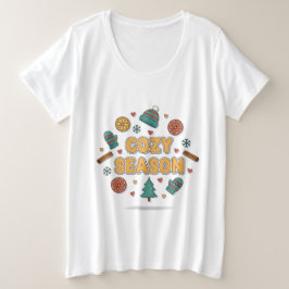 Camiseta Plus Size Elementos de Férias da Temporada Aconchegante – Es