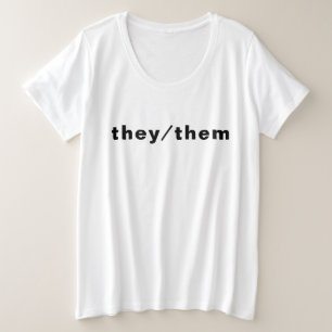 Camiseta Plus Size Eles, Eles, Pronounes Pride Lgbtq preto branco