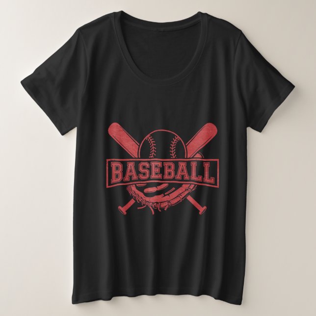 Camiseta Plus Size Emblema clássico de baseball (Frente do Design)