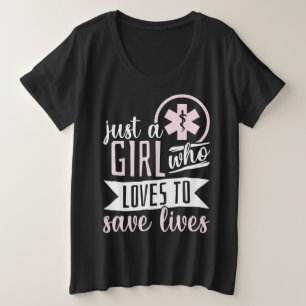Camiseta Plus Size Emergência EMT paramédica EMS Uma Menina Que Ado