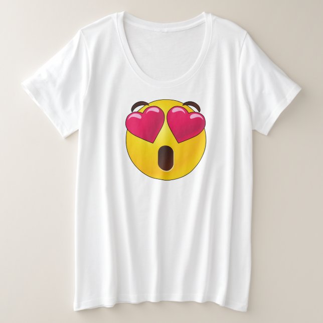 Camiseta Plus Size Emoji Heart Eyes Namorados T-Shirt (Frente do Design)