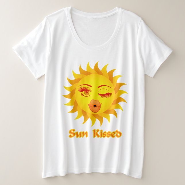 Camiseta Plus Size Emoji Sun Beijou Tanque Topo (Frente do Design)
