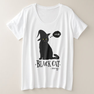 Camiseta Plus Size Energia de Gata Preta