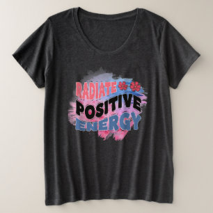 Camiseta Plus Size Energia positiva radiada em bruto