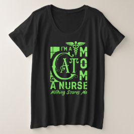 Camiseta Plus Size Enfermeira Cat Mamãe - Presente Engraçado para Enf