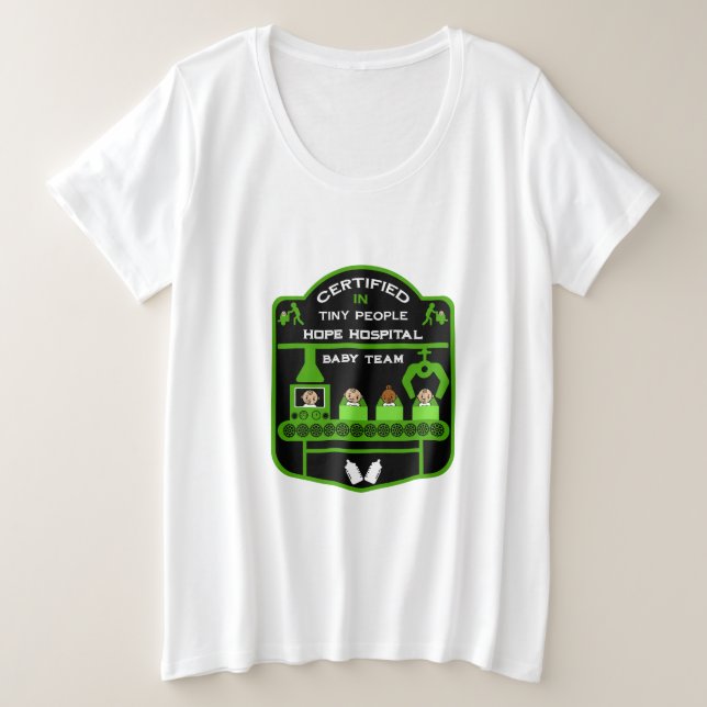 Camiseta Plus Size Enfermeiro Pediátrico Dúvidas de valorização (Frente do Design)