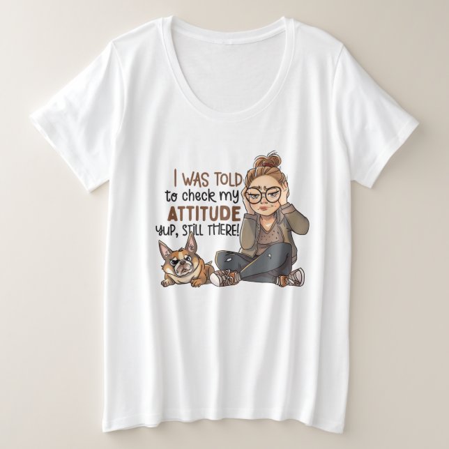 Camiseta Plus Size Engraçada atitude de verificação da arte (Frente do Design)