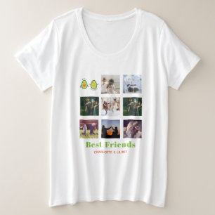 Camiseta Plus Size Engraçado BFF PHOTO COLLAGE Dif Personalizado AVO