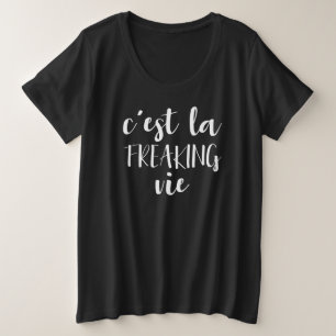 Camiseta Plus Size Engraçado citação francesa em preto e branco
