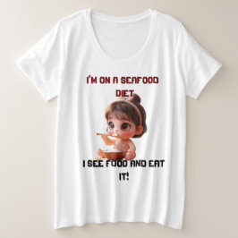 Camiseta Plus Size Engraçado e tamanho T-Shirt | Vejo Comida e coma