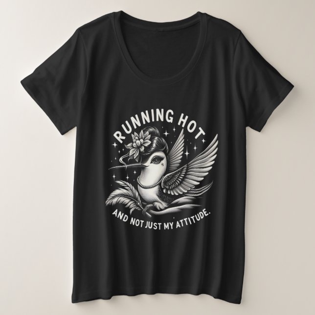 Camiseta Plus Size Engraçado Menopause Hot Flash Plus-Te (Frente do Design)