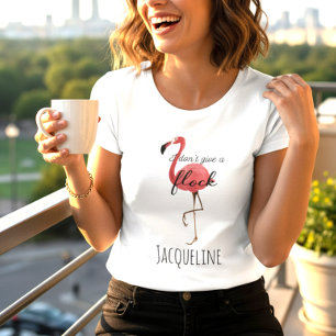 Camiseta Plus Size Engraçado Pink Flamingo Bird Cote Não dê um Flo