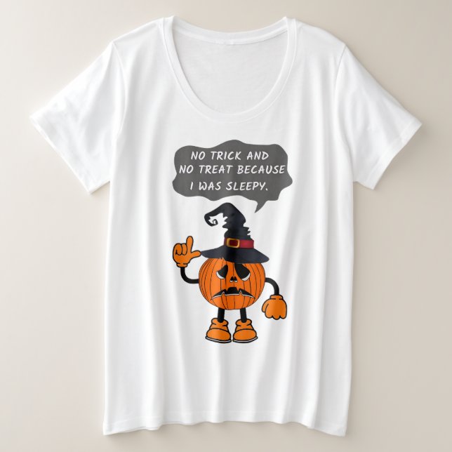 Camiseta Plus Size Engraçado Pumpkin estava com sono (Frente do Design)
