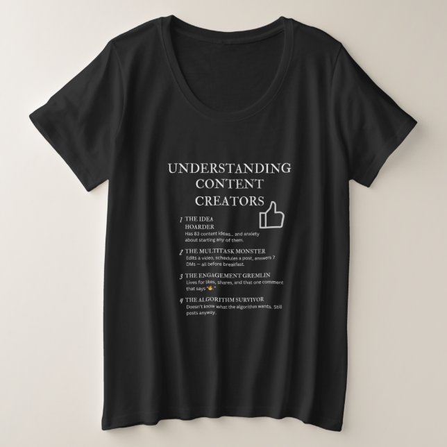 Camiseta Plus Size Entendendo Criadores de Conteúdo - Preto (Frente do Design)