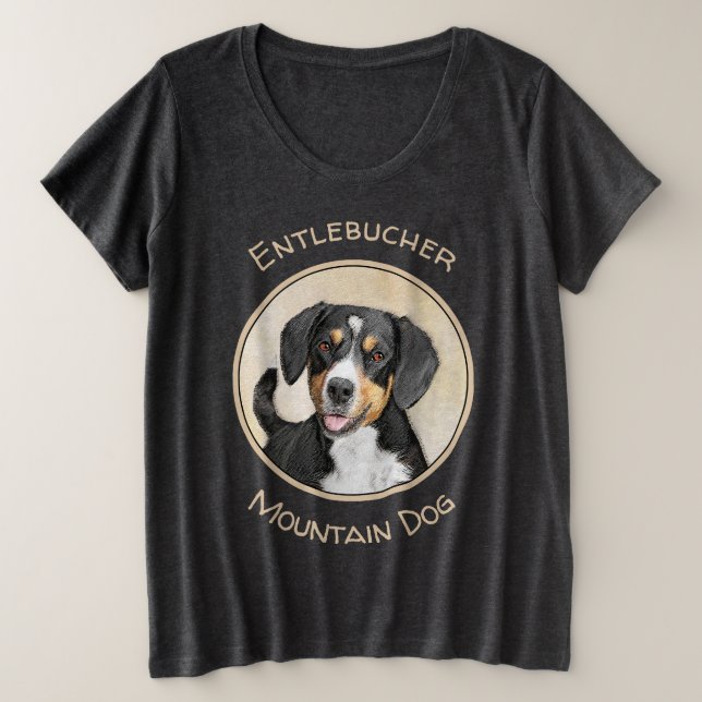 Camiseta Plus Size Entlebucher Mountain Dog Painting - Arte Original (Frente do Design)