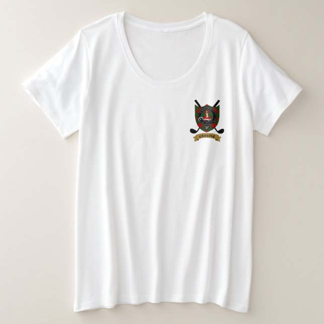 Camiseta Plus Size Erskine Clan Crachá & Tartan Golf (Frente do Design)
