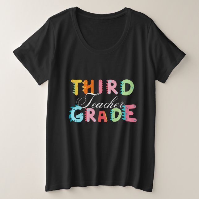 Camiseta Plus Size Escola de professores do 3º GRAU do Dino (Frente do Design)