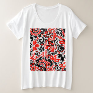 Camiseta Plus Size Espetáculo floral de arte popular ucraniana